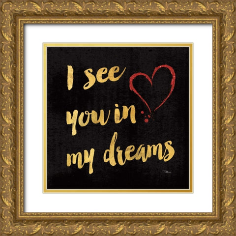 Goodnight I Dark Gold Ornate Wood Framed Art Print with Double Matting by Pela Studio