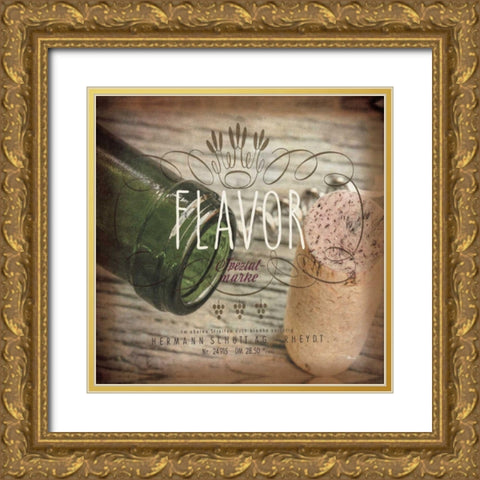 Wine Collage II Gold Ornate Wood Framed Art Print with Double Matting by Pela Studio