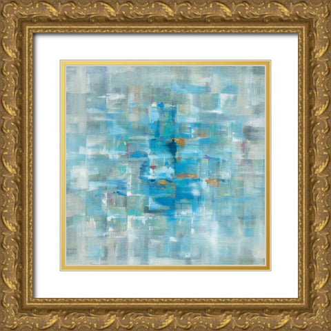 Abstract Squares Gold Ornate Wood Framed Art Print with Double Matting by Nai, Danhui