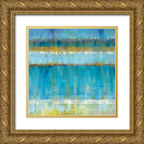 Abstract Stripes Gold Ornate Wood Framed Art Print with Double Matting by Nai, Danhui