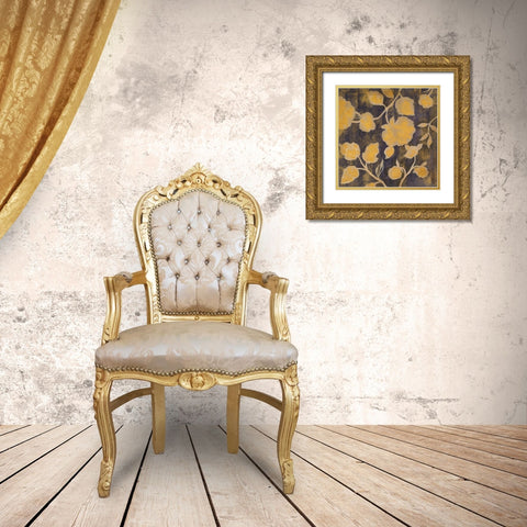 Indigo and Gold Silhouettes I Gold Ornate Wood Framed Art Print with Double Matting by Vassileva, Silvia