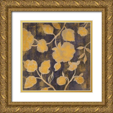 Indigo and Gold Silhouettes I Gold Ornate Wood Framed Art Print with Double Matting by Vassileva, Silvia