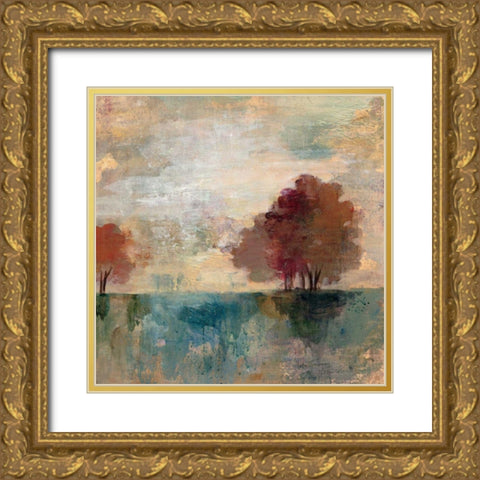 Landscape Monotype I Gold Ornate Wood Framed Art Print with Double Matting by Vassileva, Silvia