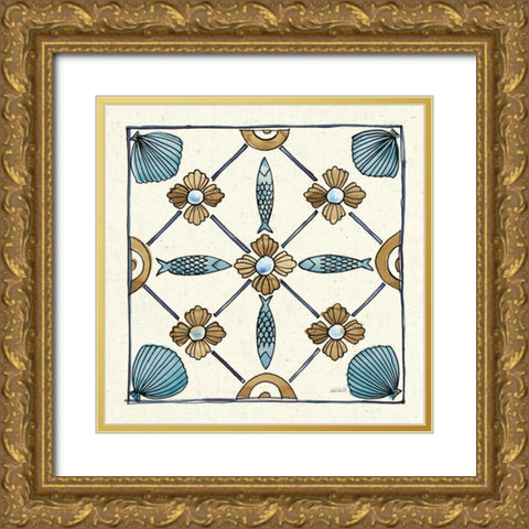 Coastal Breeze Tile II Gold Ornate Wood Framed Art Print with Double Matting by Tavoletti, Anne