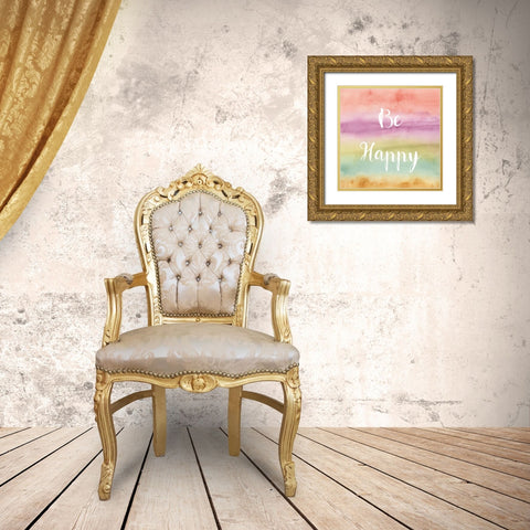 Rainbow Seeds Painted Pattern XIV Happy Gold Ornate Wood Framed Art Print with Double Matting by Audit, Lisa