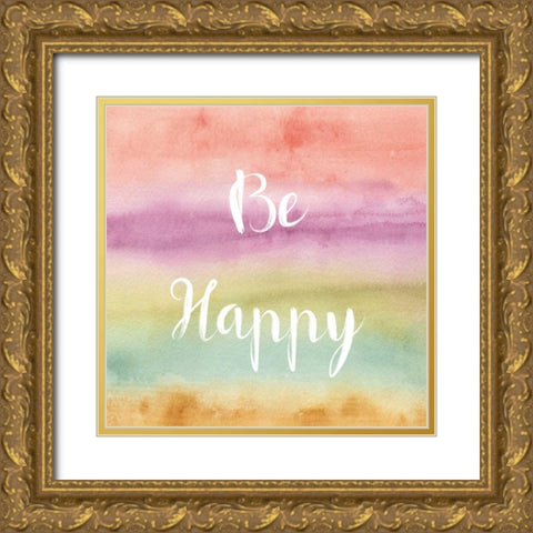 Rainbow Seeds Painted Pattern XIV Happy Gold Ornate Wood Framed Art Print with Double Matting by Audit, Lisa
