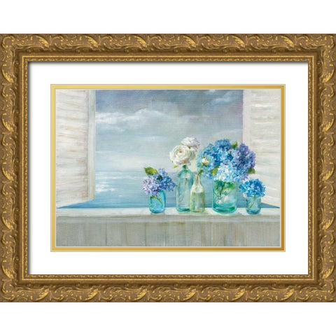 A Beautiful Day at the Beach Gold Ornate Wood Framed Art Print with Double Matting by Nai, Danhui