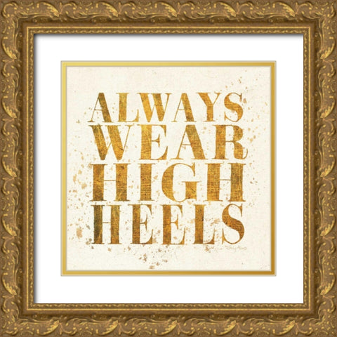 Shoe Fetish Quotes II Light Gold Ornate Wood Framed Art Print with Double Matting by Adams, Emily