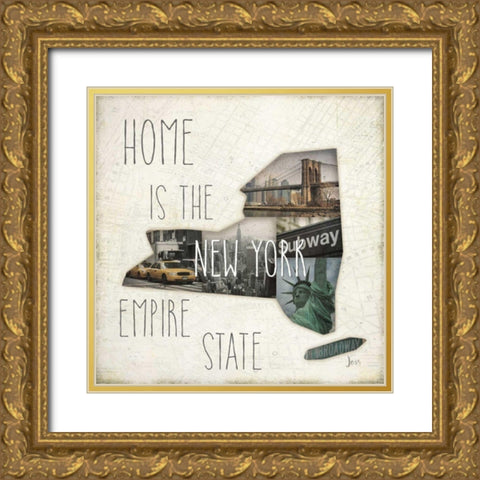 InstaStates II Gold Ornate Wood Framed Art Print with Double Matting by Aiken, Jess