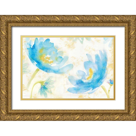 Breeze Blooms I Gold Ornate Wood Framed Art Print with Double Matting by Schlabach, Sue