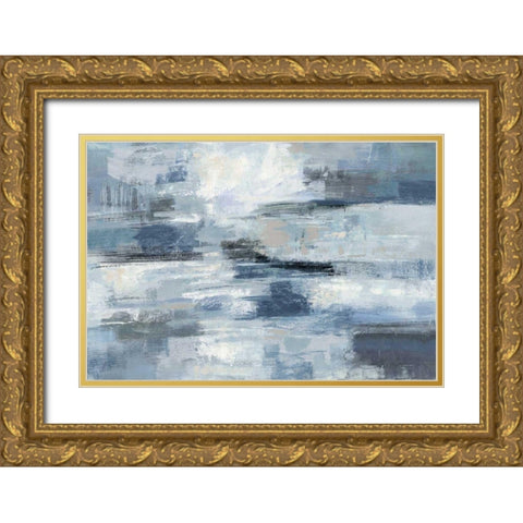 Clear  Water Indigo and Gray Gold Ornate Wood Framed Art Print with Double Matting by Vassileva, Silvia