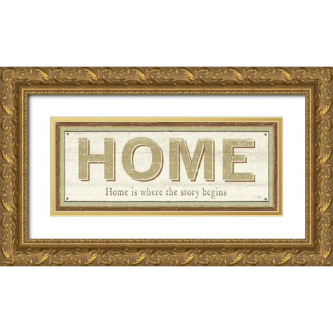 Home Gold Ornate Wood Framed Art Print with Double Matting by Pela