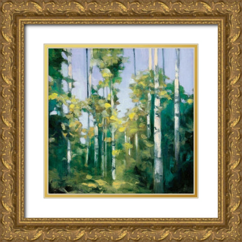 Birches Gold Ornate Wood Framed Art Print with Double Matting by Purinton, Julia