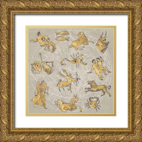 Gilded Zodiac Gold Ornate Wood Framed Art Print with Double Matting by Schlabach, Sue