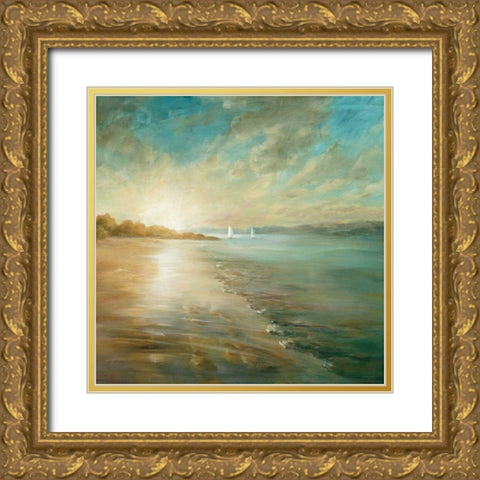 Coastal Glow Crop Gold Ornate Wood Framed Art Print with Double Matting by Nai, Danhui