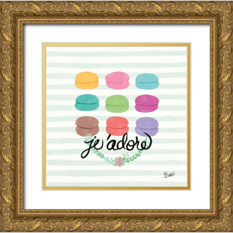 J adore Macarons Gold Ornate Wood Framed Art Print with Double Matting by Studio Bella