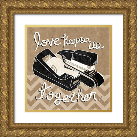 Love Keeps Us Together Taupe Gold Ornate Wood Framed Art Print with Double Matting by Urban, Mary