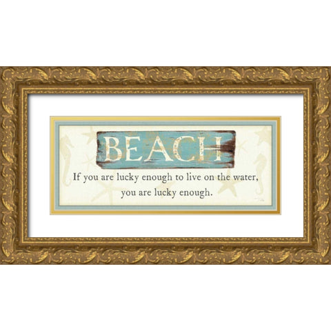 Beach Gold Ornate Wood Framed Art Print with Double Matting by Pela