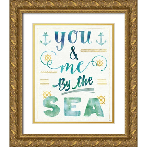 Coastal Words II Gold Ornate Wood Framed Art Print with Double Matting by Aiken, Jess