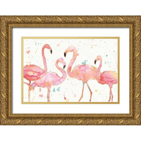 Flamingo Fever I Gold Ornate Wood Framed Art Print with Double Matting by Tavoletti, Anne