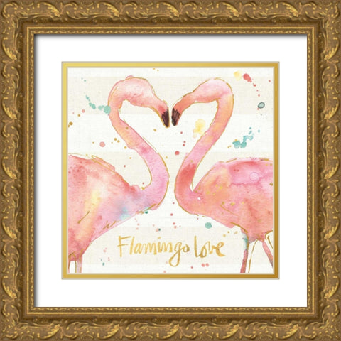 Flamingo Fever II Gold Ornate Wood Framed Art Print with Double Matting by Tavoletti, Anne
