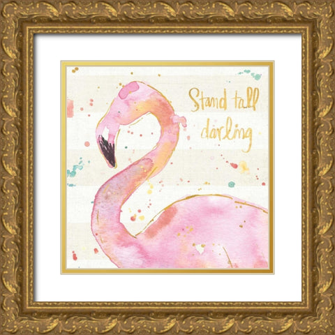 Flamingo Fever III Gold Ornate Wood Framed Art Print with Double Matting by Tavoletti, Anne
