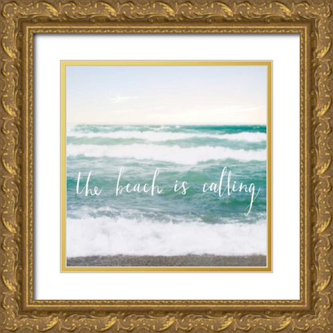 The Beach is Calling Gold Ornate Wood Framed Art Print with Double Matting by Marshall, Laura