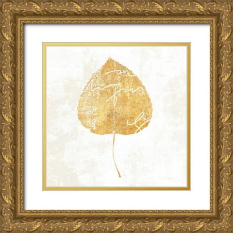Bronzed Leaf II Gold Ornate Wood Framed Art Print with Double Matting by Schlabach, Sue