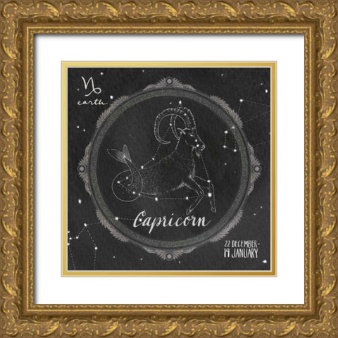 Night Sky Capricorn Gold Ornate Wood Framed Art Print with Double Matting by Miller, Sara Zieve