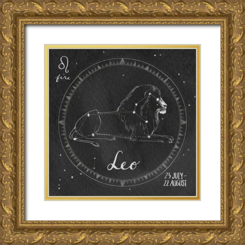 Night Sky Leo Gold Ornate Wood Framed Art Print with Double Matting by Miller, Sara Zieve