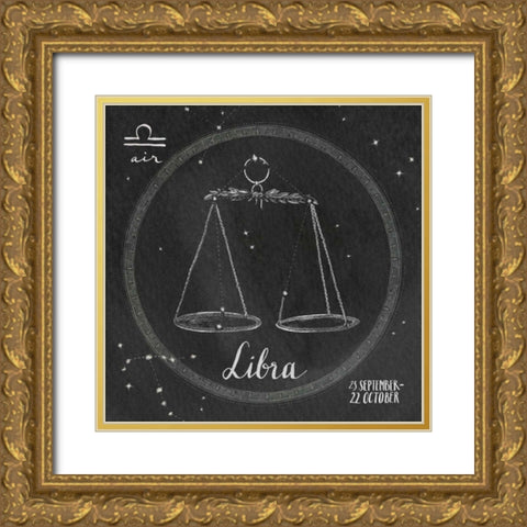 Night Sky Libra Gold Ornate Wood Framed Art Print with Double Matting by Miller, Sara Zieve