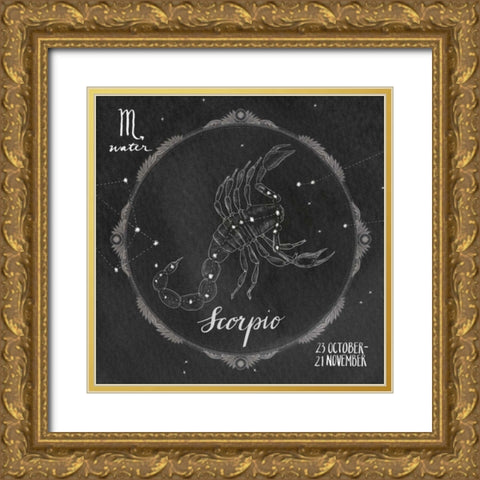 Night Sky Scorpio Gold Ornate Wood Framed Art Print with Double Matting by Miller, Sara Zieve
