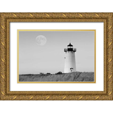 Moon over Marthas Vineyard BW Gold Ornate Wood Framed Art Print with Double Matting by Gendreau, Katherine