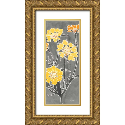 Cloisonne Beauty II Gray Gold Ornate Wood Framed Art Print with Double Matting by Novak, Shirley