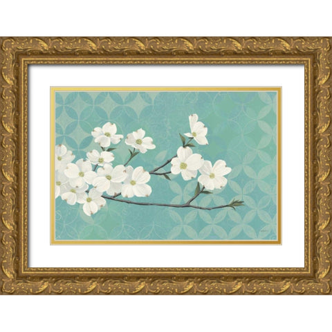 Dogwood Blossoms Gold Ornate Wood Framed Art Print with Double Matting by Lovell, Kathrine