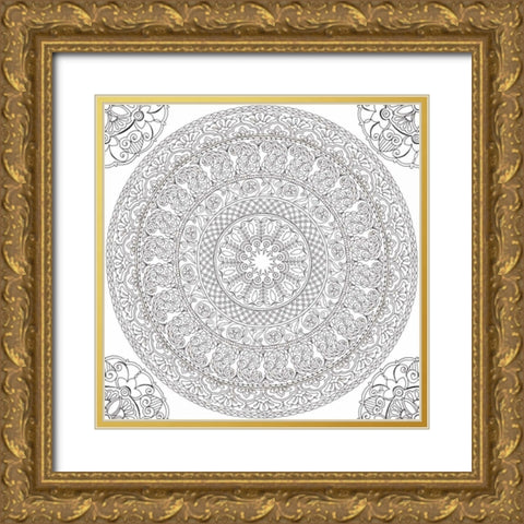 Color My World Mandala Square Gold Ornate Wood Framed Art Print with Double Matting by Daphne, Brissonnet