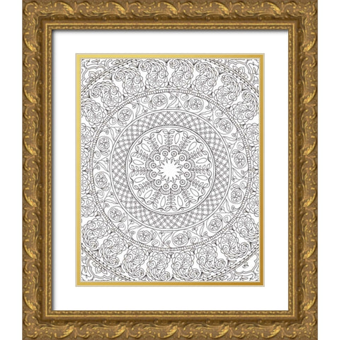 Color My World Mandala crop Gold Ornate Wood Framed Art Print with Double Matting by Daphne, Brissonnet