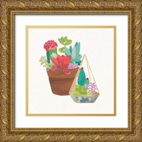 Succulent Garden IV Gold Ornate Wood Framed Art Print with Double Matting by Wild Apple Portfolio