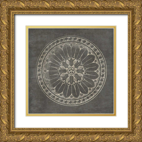 Rosette I Gray Gold Ornate Wood Framed Art Print with Double Matting by Wild Apple Portfolio