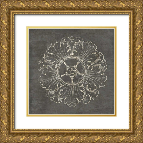 Rosette VI Gray Gold Ornate Wood Framed Art Print with Double Matting by Wild Apple Portfolio