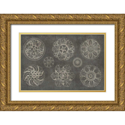 Rosette IX Gray Gold Ornate Wood Framed Art Print with Double Matting by Wild Apple Portfolio