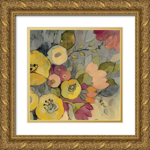Yellow Floral Duo I Gold Ornate Wood Framed Art Print with Double Matting by Vassileva, Silvia