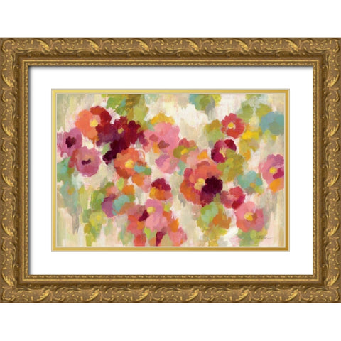 Coral and Emerald Garden I Gold Ornate Wood Framed Art Print with Double Matting by Vassileva, Silvia