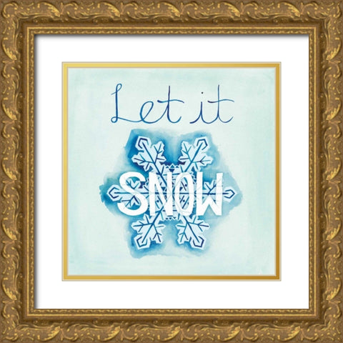 Snowflake Sayings I Gold Ornate Wood Framed Art Print with Double Matting by DeNeige, Elyse
