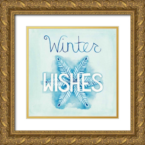 Snowflake Sayings II Gold Ornate Wood Framed Art Print with Double Matting by DeNeige, Elyse