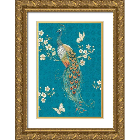 Ornate Peacock XE Gold Ornate Wood Framed Art Print with Double Matting by Brissonnet, Daphne