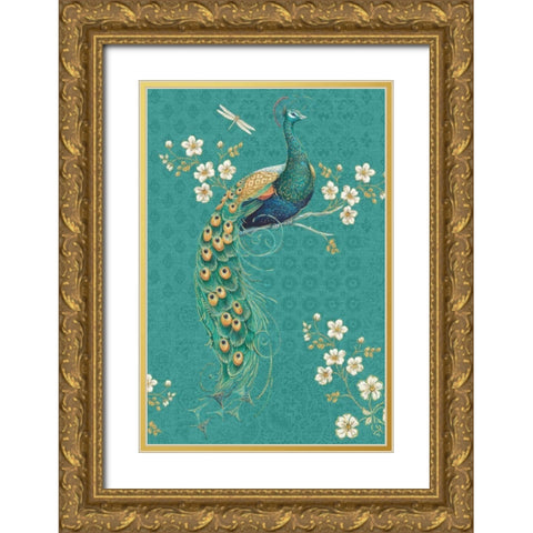 Ornate Peacock IXD Gold Ornate Wood Framed Art Print with Double Matting by Brissonnet, Daphne