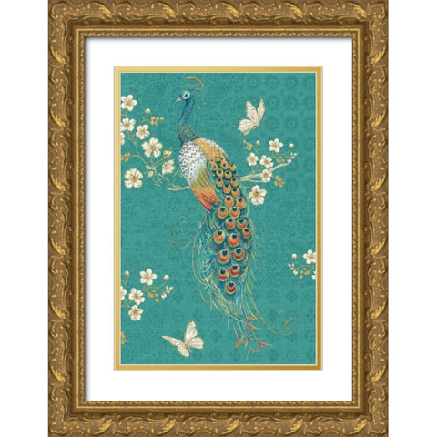 Ornate Peacock XD Gold Ornate Wood Framed Art Print with Double Matting by Brissonnet, Daphne