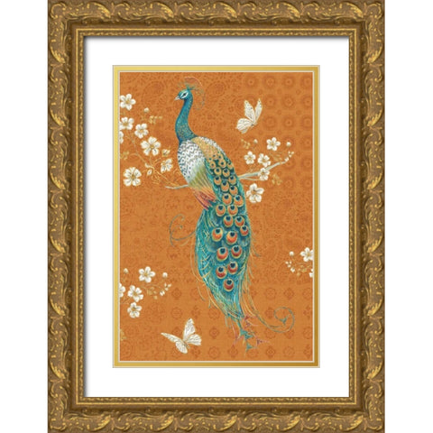 Ornate Peacock X Spice Gold Ornate Wood Framed Art Print with Double Matting by Brissonnet, Daphne