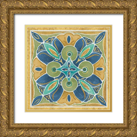 Free Bird Mexican Tiles I Gold Ornate Wood Framed Art Print with Double Matting by Brissonnet, Daphne